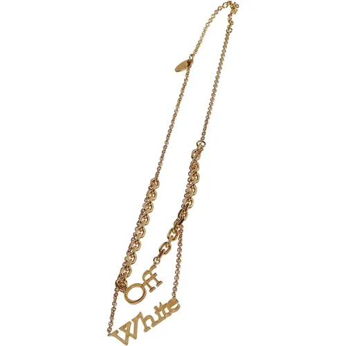 Gold Logo Necklace , female, Sizes: ONE SIZE - Off White - Modalova