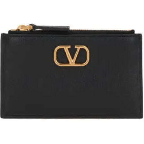 Hammered Leather Credit Card Wallet , female, Sizes: ONE SIZE - Valentino Garavani - Modalova