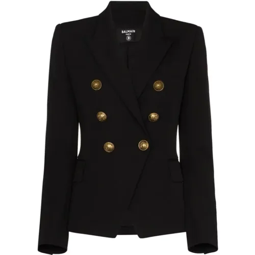 Blazers, female, , Size: XS Double-breasted Blazer - Balmain - Modalova