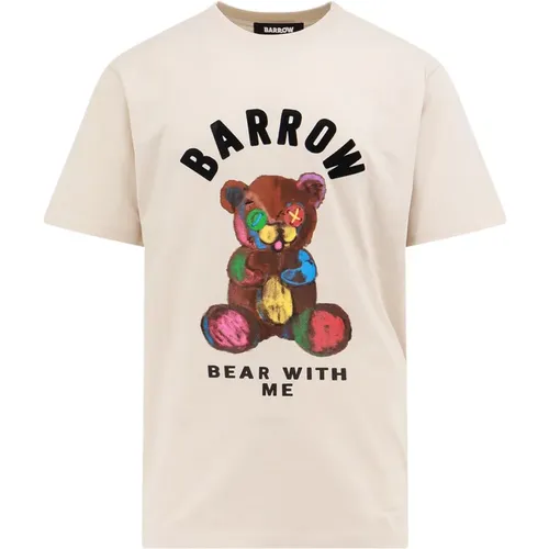 Iconisches Baumwoll-T-Shirt mit Flock-Logo , Herren, Größe: M - Barrow - Modalova
