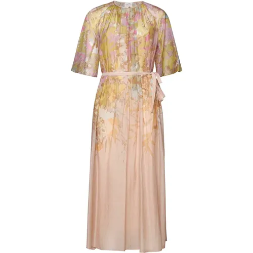 Blumendruck Halbtransparentes Kleid , Damen, Größe: S - Forte Forte - Modalova