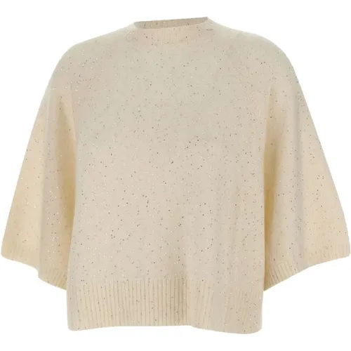 Soft Cream Sequin Sweater , female, Sizes: M, L, S - Fabiana Filippi - Modalova