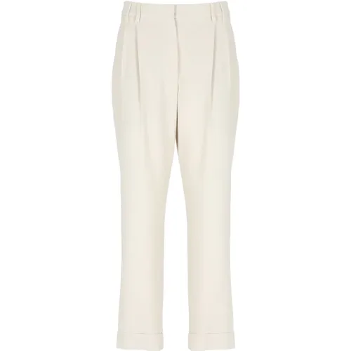 Chinos, female, , Size: S Trousers Ivory - BRUNELLO CUCINELLI - Modalova