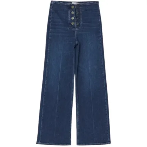 Slim Palazzo Sailor Pant Blau , Damen, Größe: W28 - Frame - Modalova