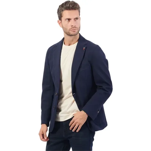 Blaue Baumwolljacke Slim Fit , Herren, Größe: XL - Mulish - Modalova