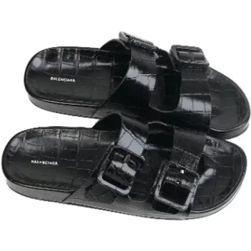 Pre-owned Flats, female, , Size: 11 US Pre-owned Leather sandals - Balenciaga Vintage - Modalova