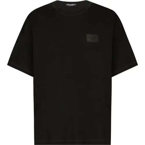 Branded Cotton T-Shirt in Over Fit , male, Sizes: M, S, L - Dolce & Gabbana - Modalova