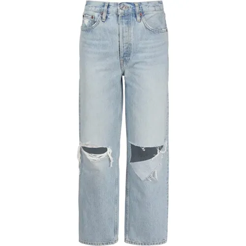 Indigo Ripped Loose-fit Jeans , Damen, Größe: W27 - Re/Done - Modalova