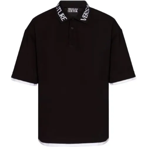 Schwarzes Poloshirt Lässige Passform , Herren, Größe: L - Versace - Modalova