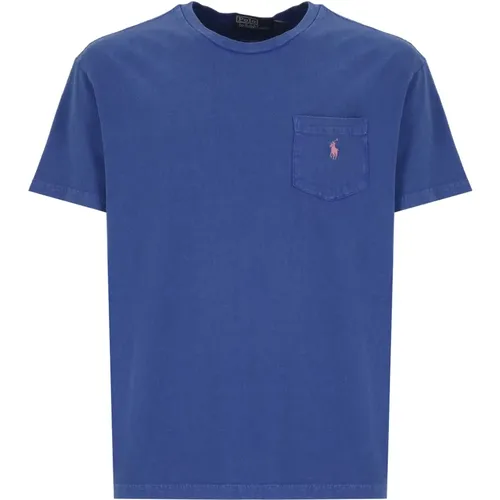 Blau Baumwolle Leinen Rundhals T-shirt - Ralph Lauren - Modalova