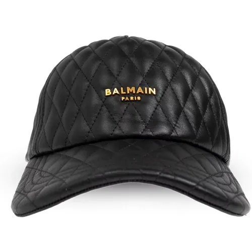 Caps, female, , Size: ONE SIZE Leather cap - Balmain - Modalova