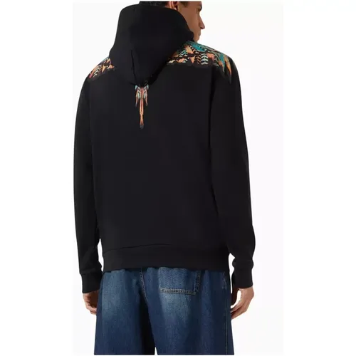 Grizzly Wings Regular Hoodie Schwarz Orange , Herren, Größe: S - Marcelo Burlon - Modalova