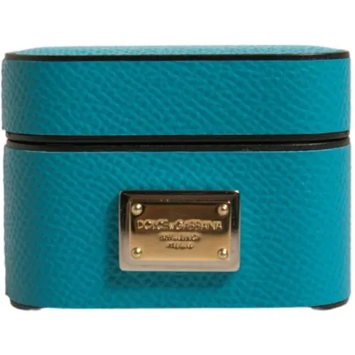 Jewellery Cases, male, , Size: ONE SIZE Green Leather Airpods Case - Dolce & Gabbana - Modalova