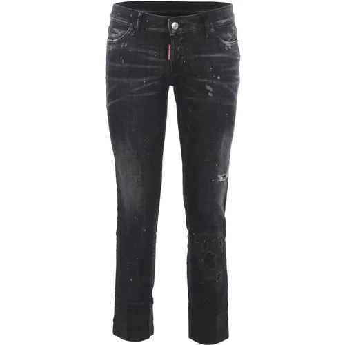Slim Fit Schwarze Jeans , Damen, Größe: XS - Dsquared2 - Modalova