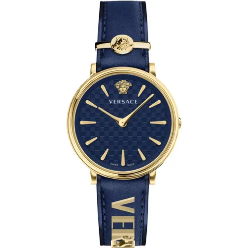 Watches, female, , Size: ONE SIZE V Circle /Gold Leather Watch - Versace - Modalova