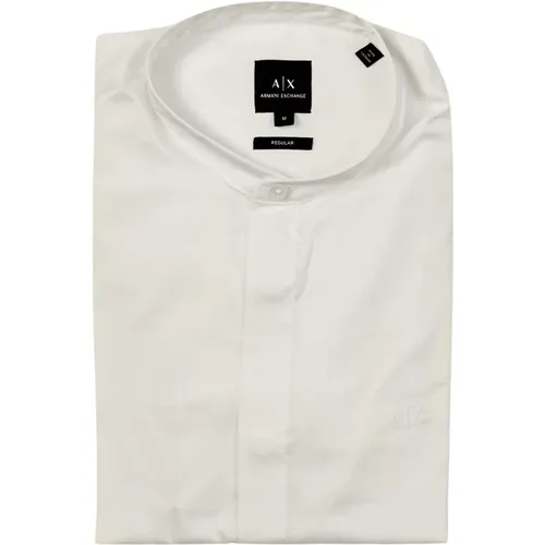 Popeline Shirt with Mandarin Collar , male, Sizes: XL, L, M, 2XL, S - Armani Exchange - Modalova