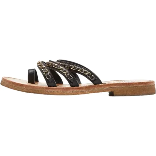 Pre-owned Flats, female, , Size: 9 1/2 US Pre-owned Leather sandals - Chanel Vintage - Modalova