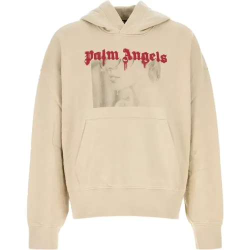 Hoodies, male, , Size: M Oversize Sand Cotton Sweatshirt - Palm Angels - Modalova