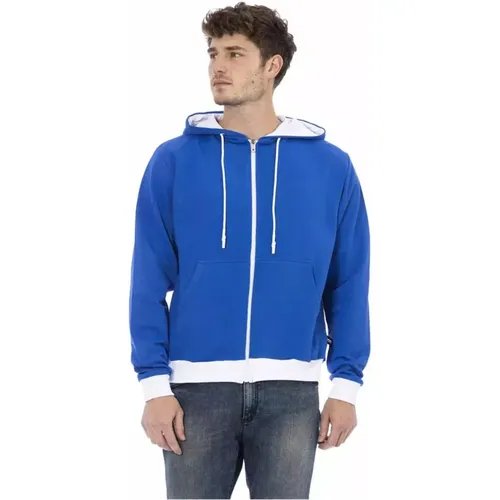 Zip-throughs, male, , Size: 3XL Wool Hoodie with Rear Logo - Baldinini - Modalova