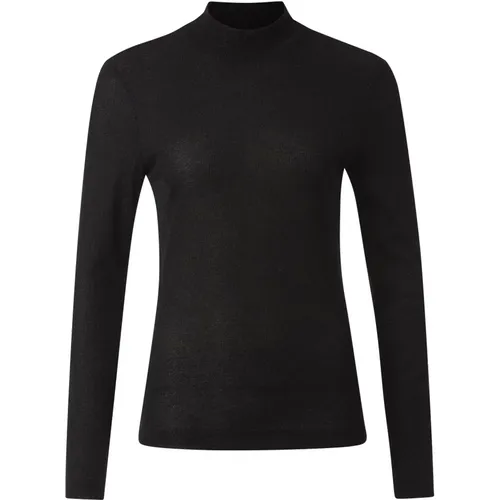 EcoVero Rib Lurex Rollkragen Langarmshirt , Damen, Größe: L - RICH & ROYAL - Modalova