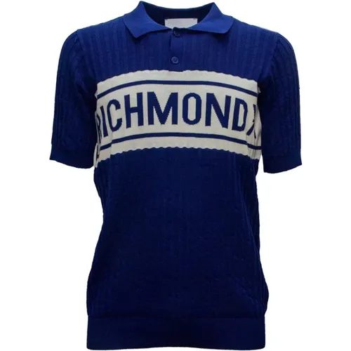 Blaues Baumwoll-Polo-Shirt Ump24216Po , Herren, Größe: M - John Richmond - Modalova