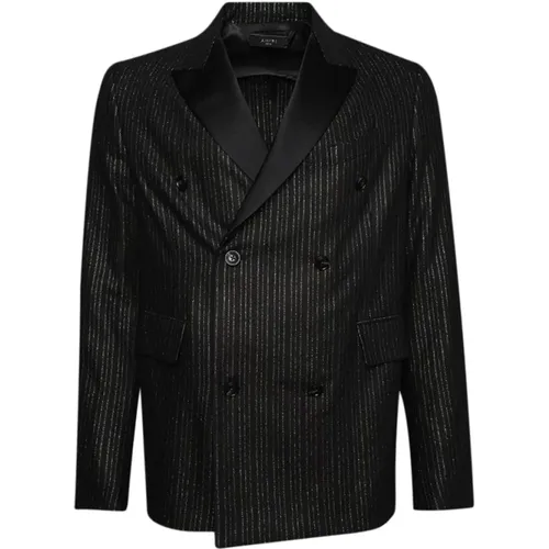 Blazers, male, , Size: M Wool Blend Jacket with Vertical Stripes - Amiri - Modalova