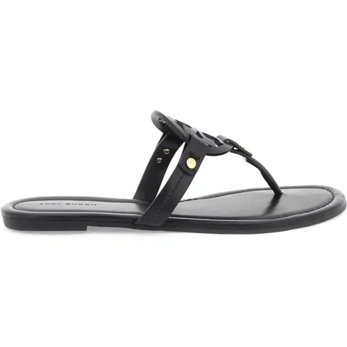 Miller Leather Flip-Flop Slides , female, Sizes: 5 UK, 3 UK, 4 UK, 7 UK - TORY BURCH - Modalova