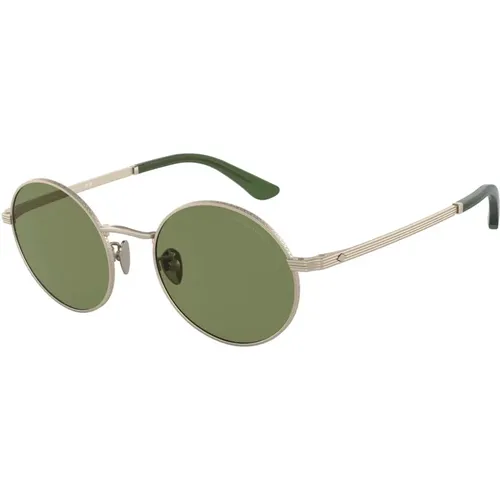 Sunglasses, male, , Size: 50 MM Matte Light Gold/Green Sunglasses AR 6140 - Giorgio Armani - Modalova