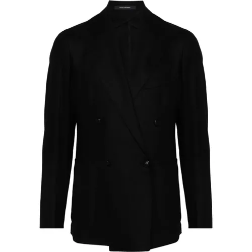 Schwarze Jacke mit Revers und Taschen - Tagliatore - Modalova