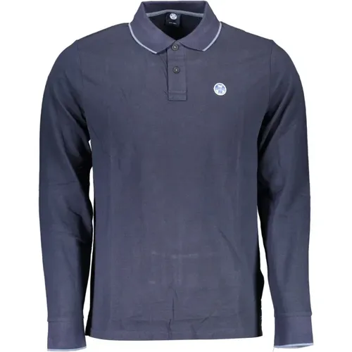 Blaues Langarm-Poloshirt , Herren, Größe: L - North Sails - Modalova