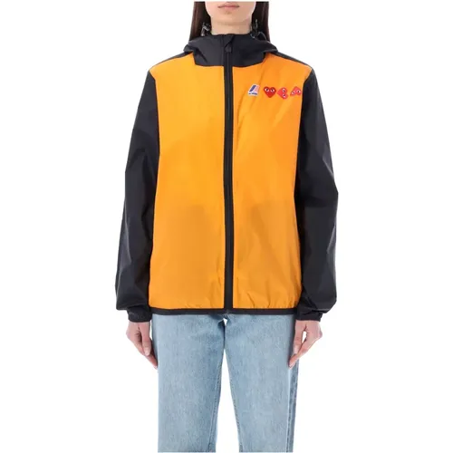 Bicolor Waterproof Zip Jacket with Hood , female, Sizes: XS - Comme des Garçons - Modalova