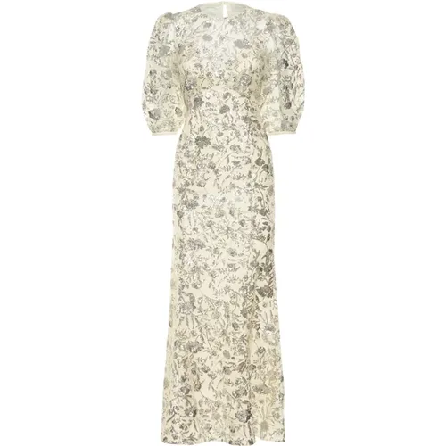 Gowns, female, , Size: 3XS Elegant Long Dress with Puffed Sleeves - Self Portrait - Modalova