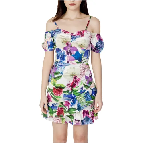 Floral Sweetheart Neckline Dress , female, Sizes: XS, XL, M - Guess - Modalova