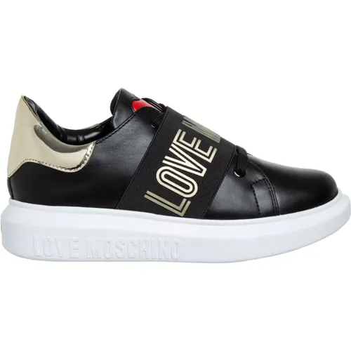 Athletic Shoes, Solid Color, Lace Closure , female, Sizes: 3 UK - Love Moschino - Modalova