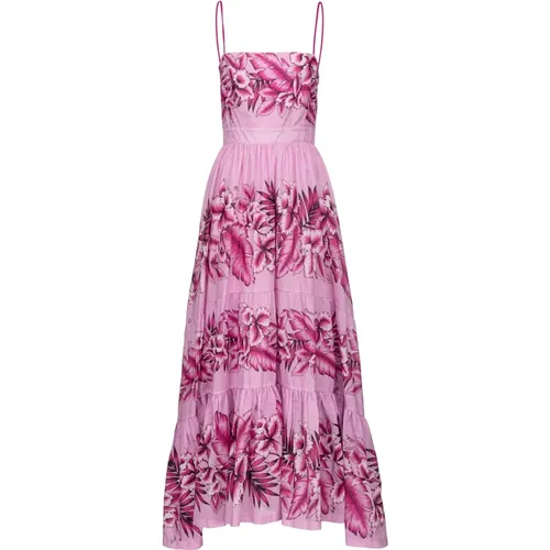 Tropical-print muslin dress , female, Sizes: 2XS - pinko - Modalova