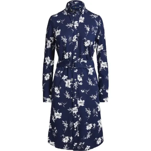 Blumiges Oxford Baumwollhemdkleid , Damen, Größe: L - Polo Ralph Lauren - Modalova