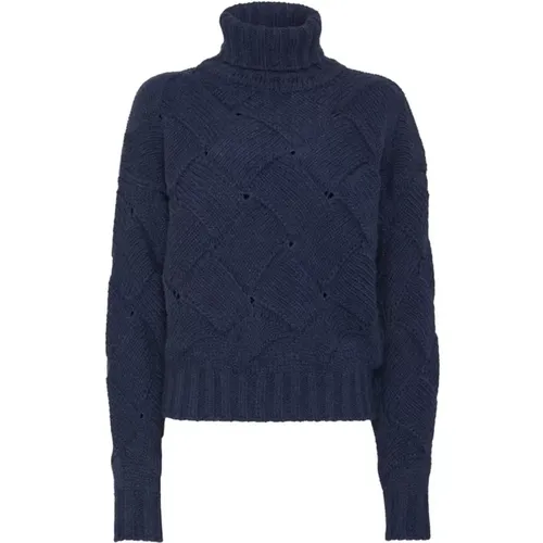 Blauer Pullover mit hohem Kragen , Damen, Größe: S - MVP wardrobe - Modalova