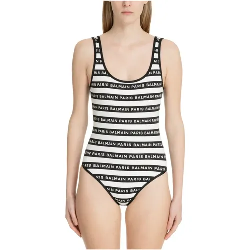 Iconic Stripes Swimsuit , female, Sizes: S, M - Balmain - Modalova