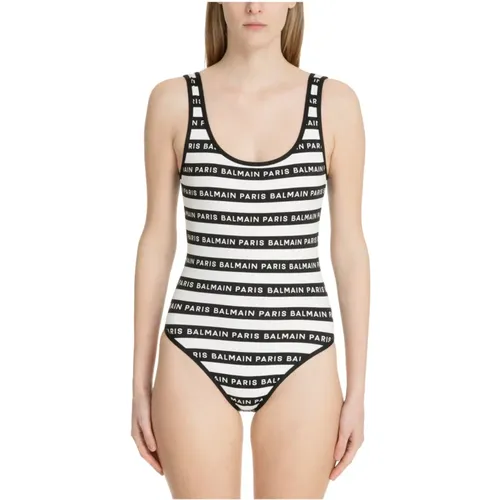 One-piece, female, , Size: S Iconic Stripes Swimsuit - Balmain - Modalova