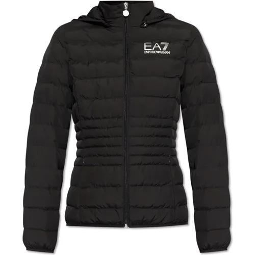 Jacke mit abnehmbarer Kapuze , Damen, Größe: S - Emporio Armani EA7 - Modalova