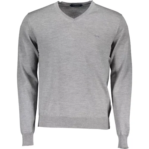 Wool Sweater, Long-sleeved, V-neckline, Logo , male, Sizes: 2XL, L, XL, S, 3XL - Harmont & Blaine - Modalova