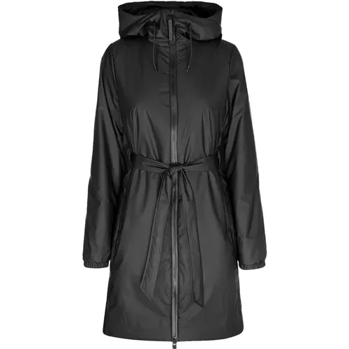 Lange isolierte Kurvenjacke in Schwarz , Damen, Größe: M - Rains - Modalova