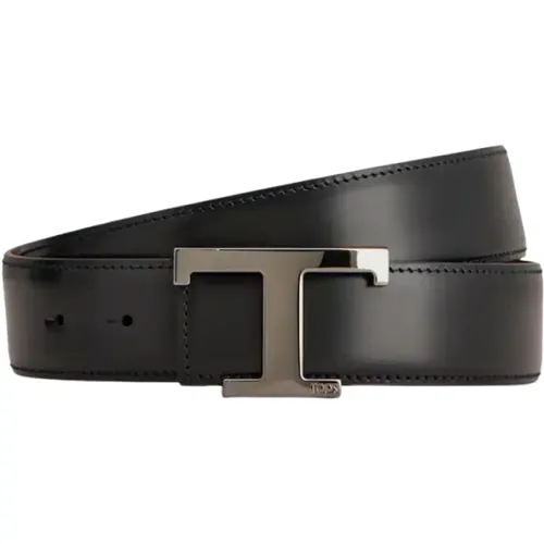 Leather Reversible Belt with T Timeless Buckle , male, Sizes: 100 CM - TOD'S - Modalova