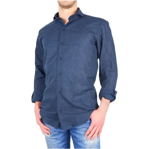 Elegantes Blaues Milano Slim Hemd , Herren, Größe: M - Made in Italia - Modalova
