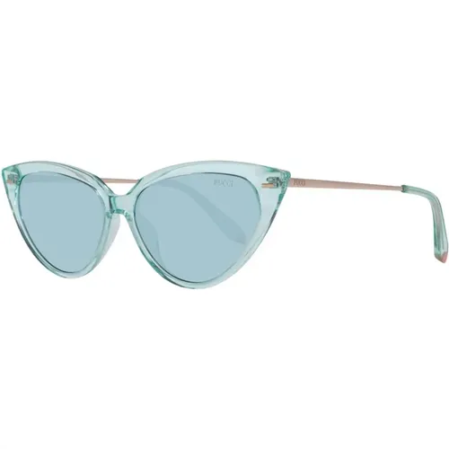 Sunglasses, female, , Size: ONE SIZE Turquoise Cat Eye Sunglasses - EMILIO PUCCI - Modalova