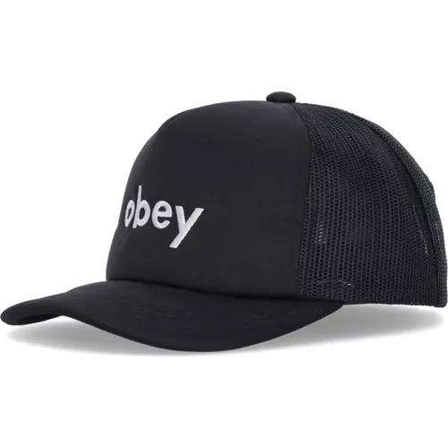 Caps, male, , Size: ONE SIZE Curved Visor Trucker Cap - Obey - Modalova