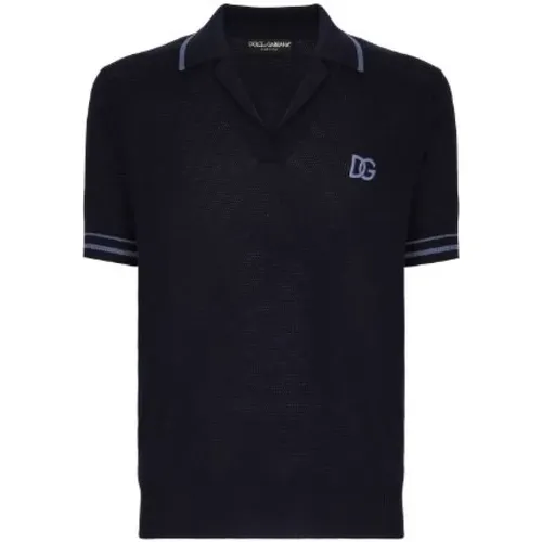 Polo Shirts, male, , Size: M Midnight Blue Polo Shirt - Dolce & Gabbana - Modalova