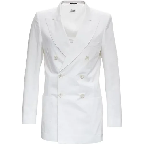 Blazers, female, , Size: S Double-Breasted Cotton Blazer - Maison Margiela - Modalova