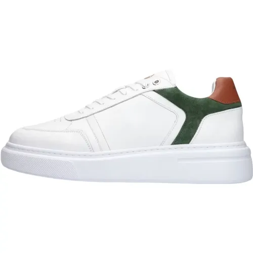 Weiße Ledersneaker mit grünem Wildlederpanel , Herren, Größe: 44 EU - Goosecraft - Modalova