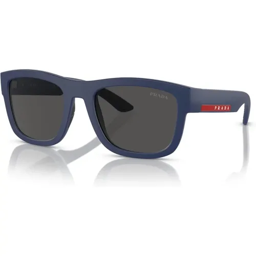 Linea Rossa Sonnenbrille Blau/Dunkelgrau , Herren, Größe: 56 MM - Prada - Modalova